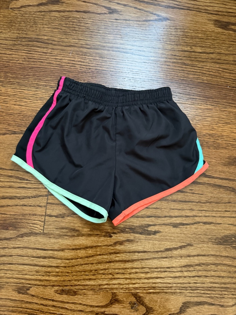 Nike Black Girls' Running Shorts with Pink, Coral and Mint Trim